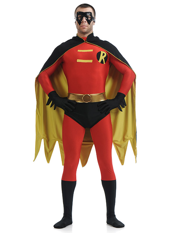 Black Robin Cosplay Costume Tight Zentai Halloween Bodysuit