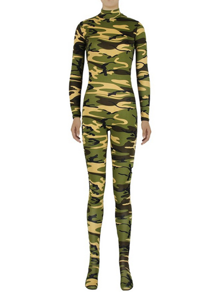 Camouflage Pattern Lycra Spandex Leotard Tights Bodysuits