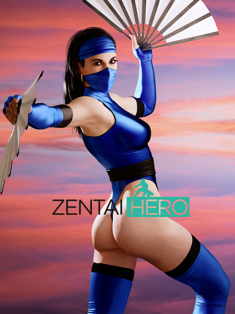 Sexy Blue Shiny Mortal Kombat Kitana Ninja Cosplay Costume