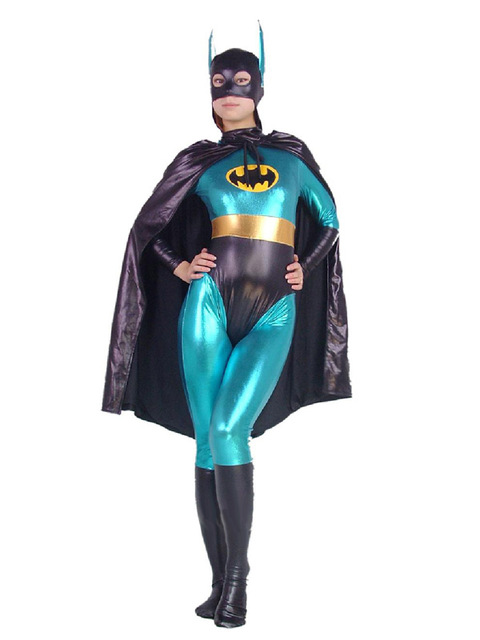Batgirl Shiny Metallic Zentai Superhero Halloween Cosplay
