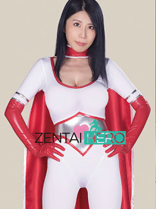 Heroine White Lycra Gigalady Cosplay Costume with Cape