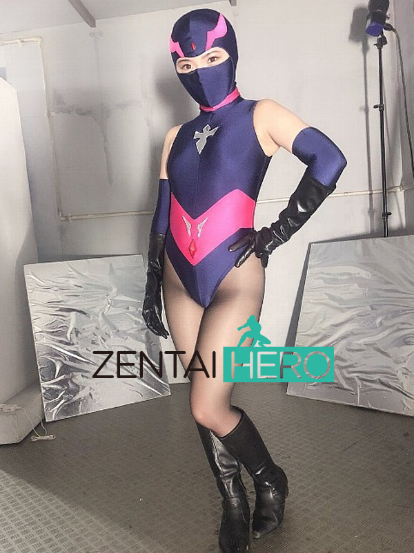 Remove Mask Heroine Spandexer Navy Catsuit Cosplay Costume