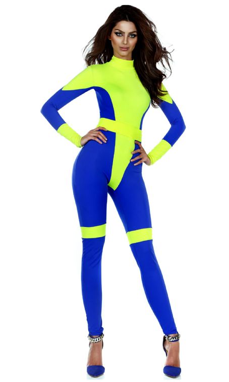 Blue And Green Catsuit Superhero Costume