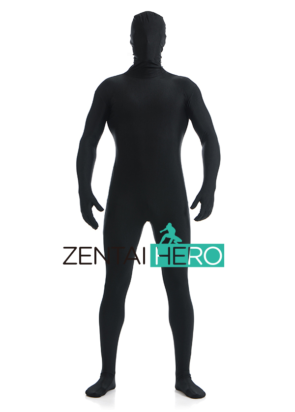 Unisex Black Lycra Spandex Zentai Bodysuit