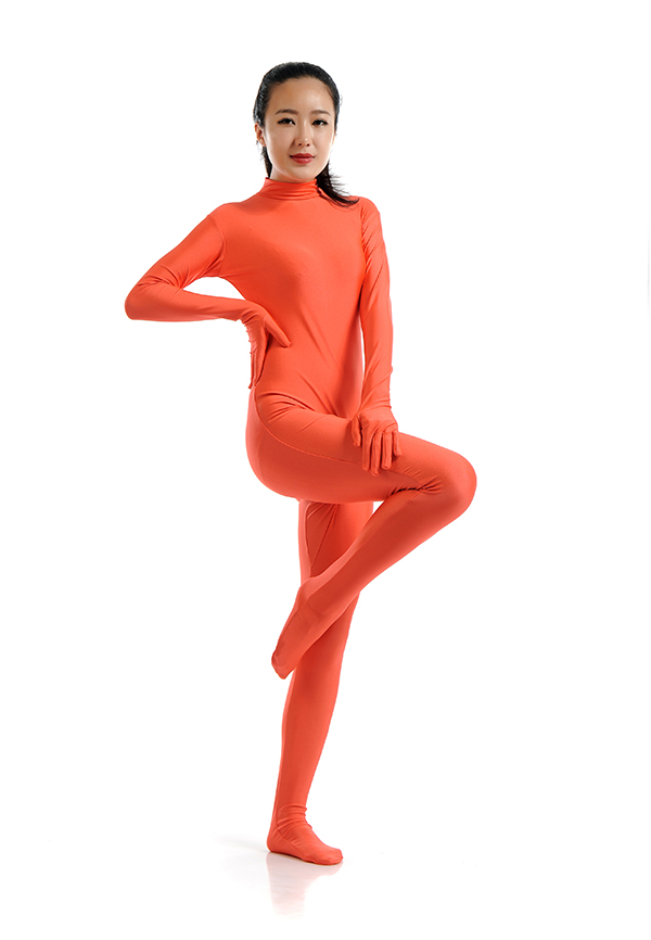 New Orange Red Women's Lycra Zentai Catsuit