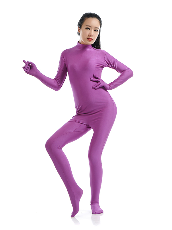 Sexy Women Purple Spandex Zentai Catsuit