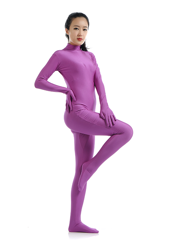 Sexy Women Purple Spandex Zentai Catsuit
