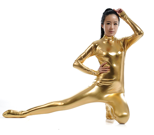 Sexy Gold Color Shiny Metallic Zentai Catsuit