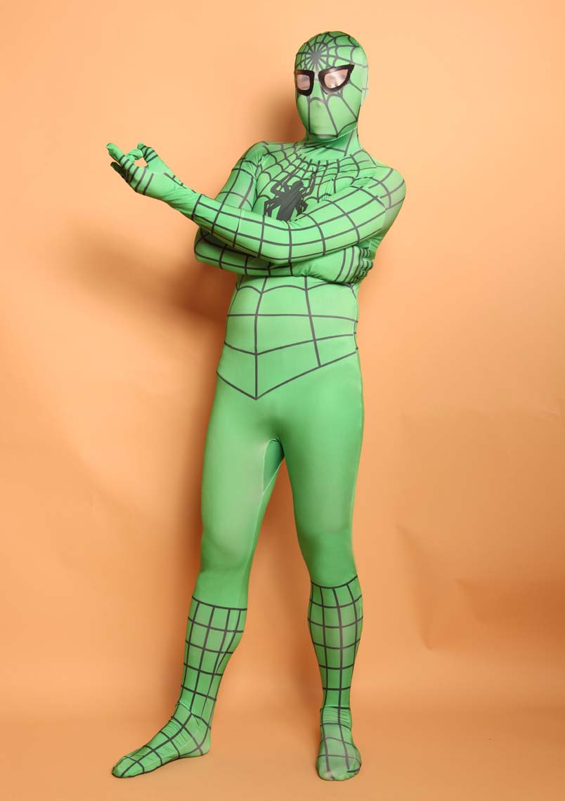 New Fashion Green Spandex Spiderman Superhero Costume