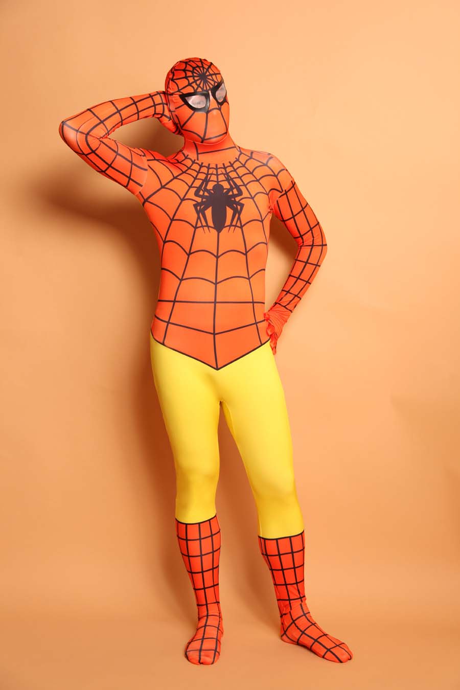 Yellow And Orange Printing Spider-Man Costume