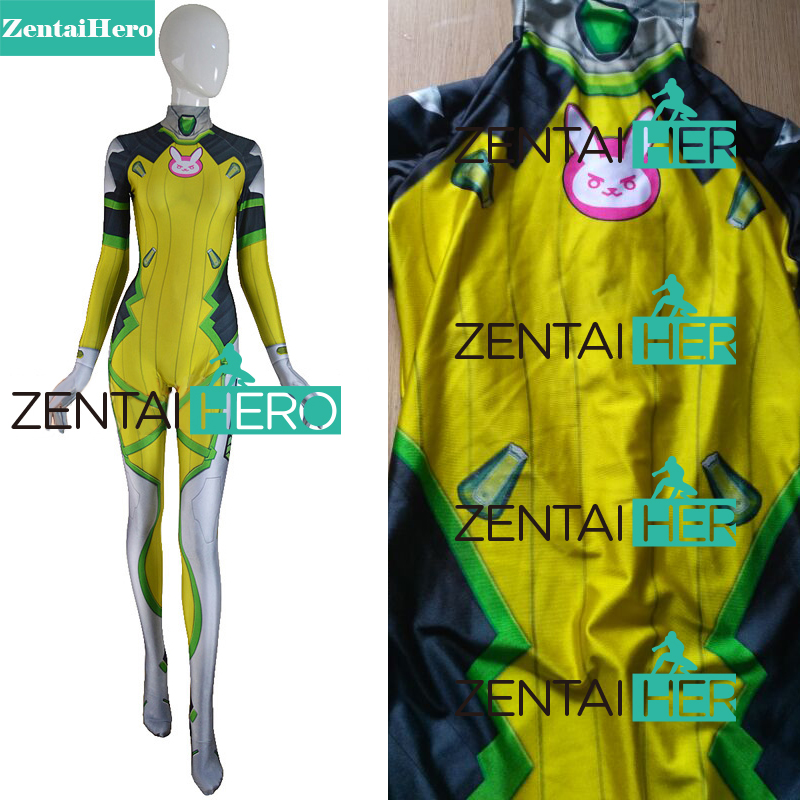 D.VA Costume 3D Print dva Lemon Lime SKIN Zentai Bodysuit