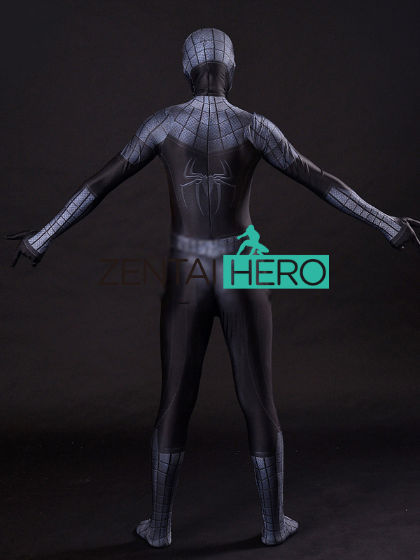 Newest 3D Print Black Armour Spider-Man Costume Lycra Armour