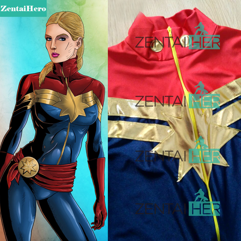 Ms. Captain Marvel Costume Lycra Carol Danvers Cosplay Costume