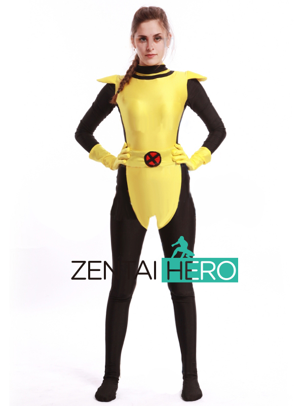Fancy Dress Black & Yellow X-Men Kitty Pryde Superhero Costume
