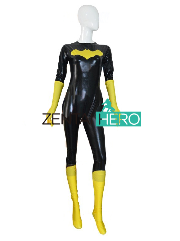 Black Shiny Batgirl Costume Female Superhero Costume