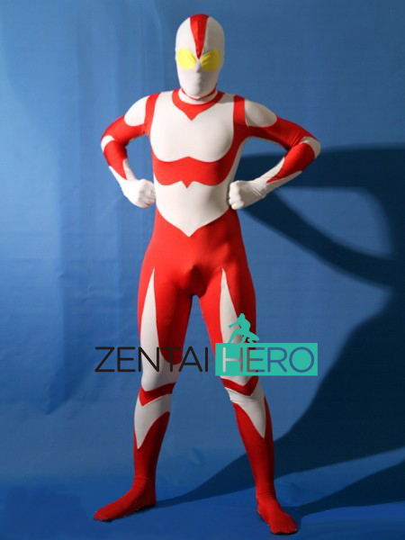 Full Bodysuit Lycra White and Red Superhero Costume
