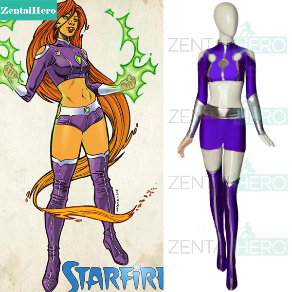 Custom Made Two Pieces Starfire Cosplay Costume Teen Titans