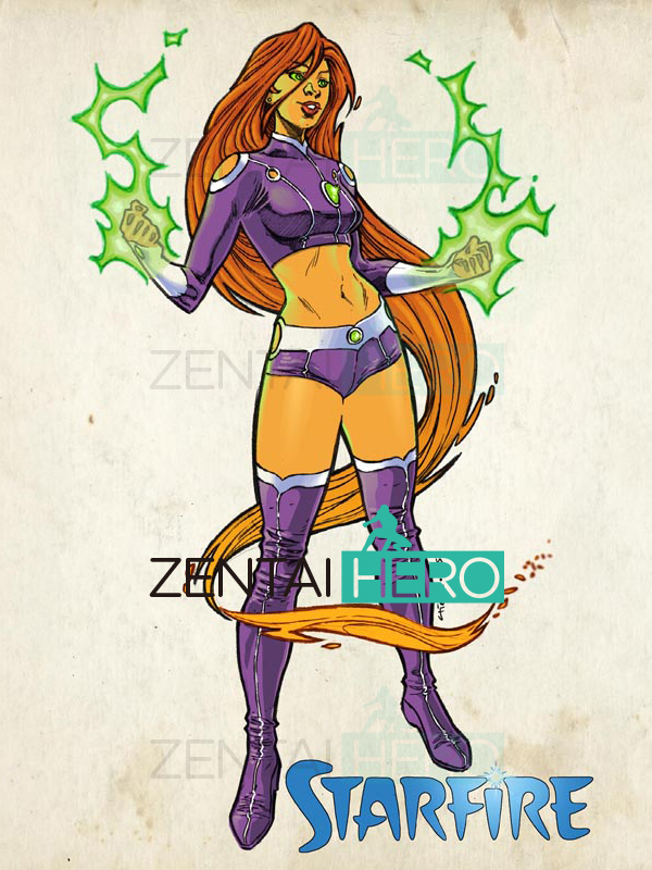 Custom Made Two Pieces Starfire Cosplay Costume Teen Titans
