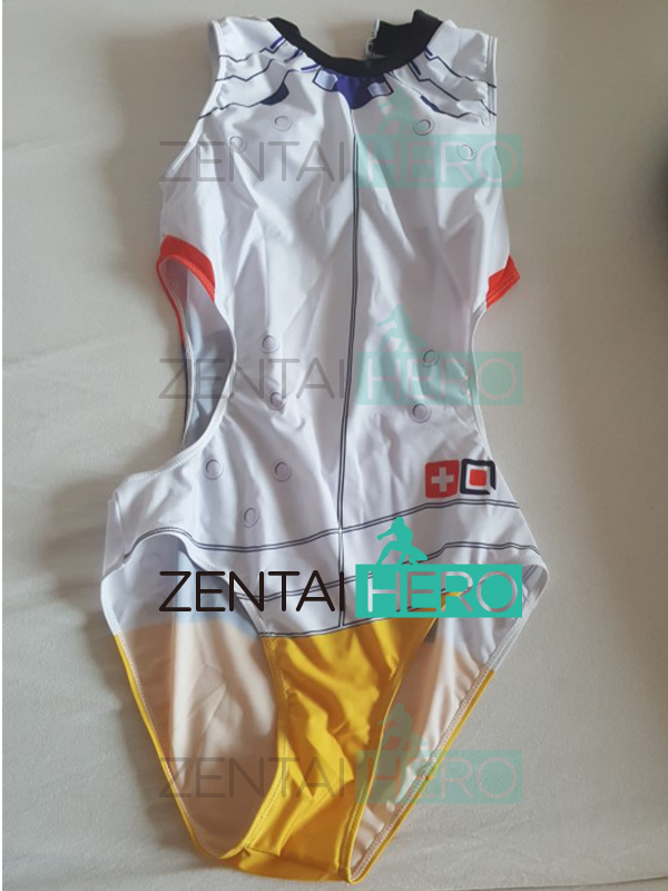 Mercy Cosplay Costume Mercy Printed Swimwear Zentai Bodysuit