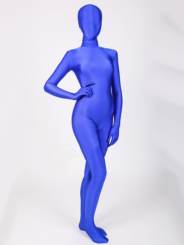 Blue Full Body Smooth Second Skin Tight Sexy Girl Bodysuit