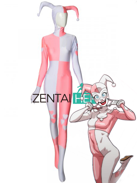 Classic Pink & White Version Harley Quinn Cosplay Costume Outfit