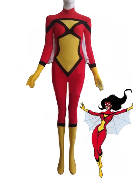 Red & Yellow Spider-Woman Cosplay Costume Spidergirl Zentai Suit