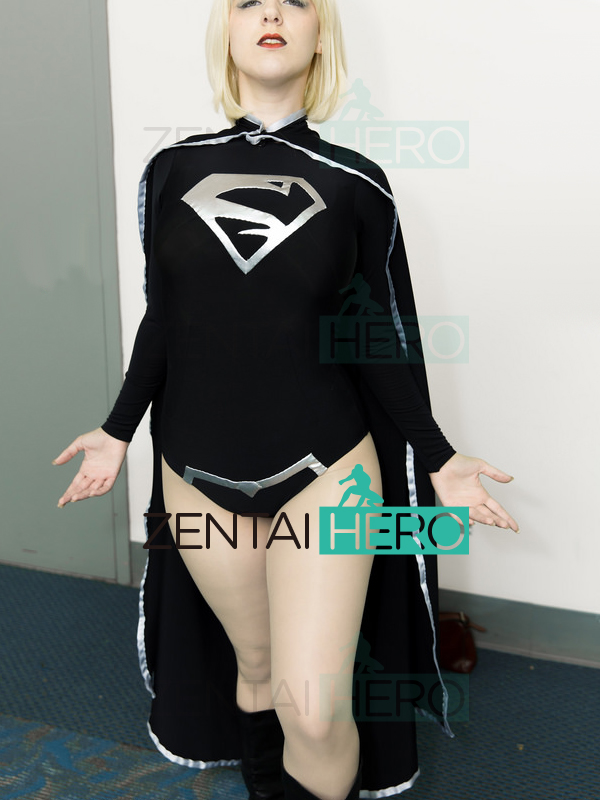 Black And Silver Dark Supergirl Cosplay Costume with Cape