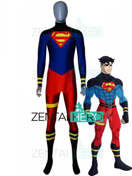 New Superboy Cosplay Costume Red and Blue Spandex Halloween