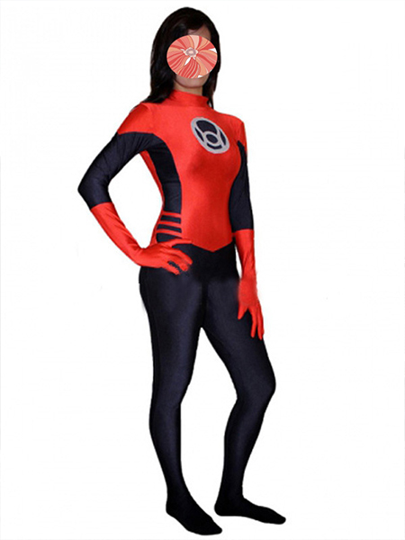 Girl Red Lantern Corps Lycra Zentai Superhero Costume Halloween