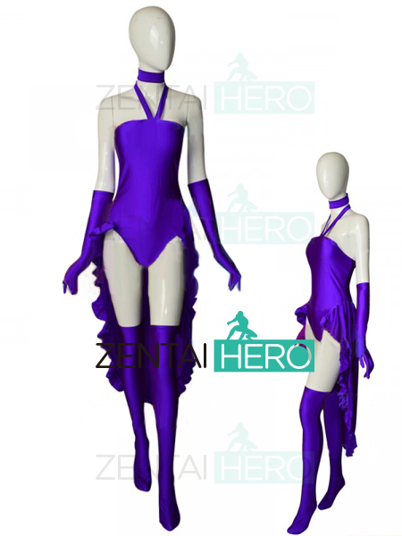 Teen Titans Starfire Cosplay Costumes Spandex Dress Bodysuit