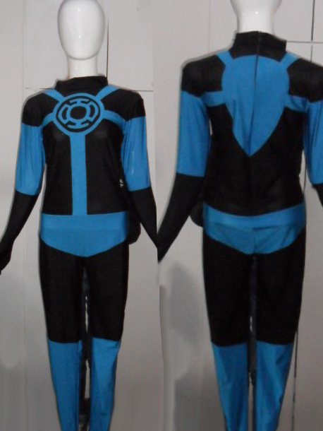 Male Blue and Black Spandex Blue Lantern Cosplay Costume