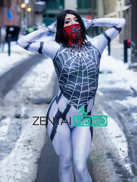 3D Print Symbiote Silk Cindy Moon Spider Women Superhero Costume