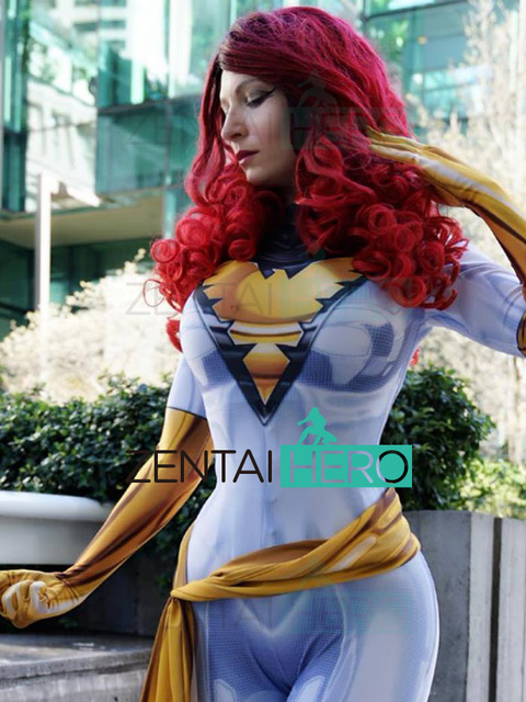 3D Printed X-men Jean Grey Cosplay Costume Girls White Phoenix