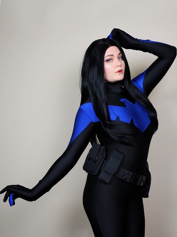 Black And Blue Nightwing Cosplay Suit Lycra Superhero Costumes
