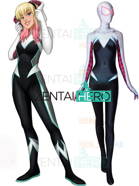 3D Printed Gwen Stacy Cosplay Costume Spiderman Suit Hooded