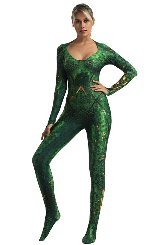 Cheap 3D Printed Comic Queen Mera Cosplay Costume Halloween