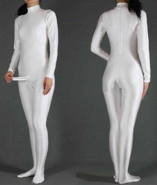 White Lycra Spandex Costume For Male Catsuit