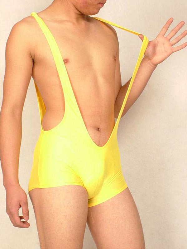 Party Yellow Zentai Catsuit Lycra Spandex Sexy Bodysuit Straps