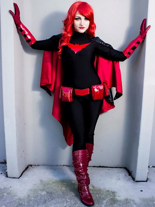 Batwoman Cosplay Costume Batgirl Halloween With Red Cape
