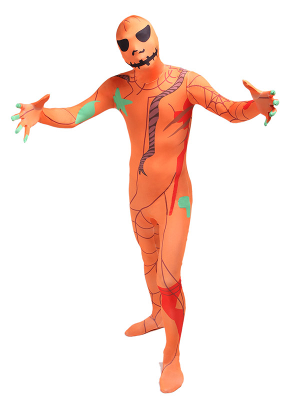 Pumpkin Monster Cosplay Lycra Orange Halloween Zentai Suit
