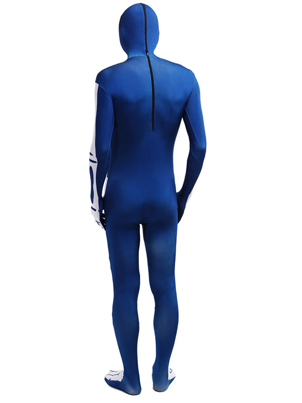 Navy Blue Skeleton Cosplay Halloween Costume Zentai Bodysuit
