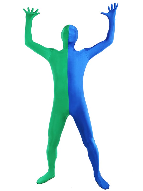Green And Blue Split Zentai Full Bodysuit