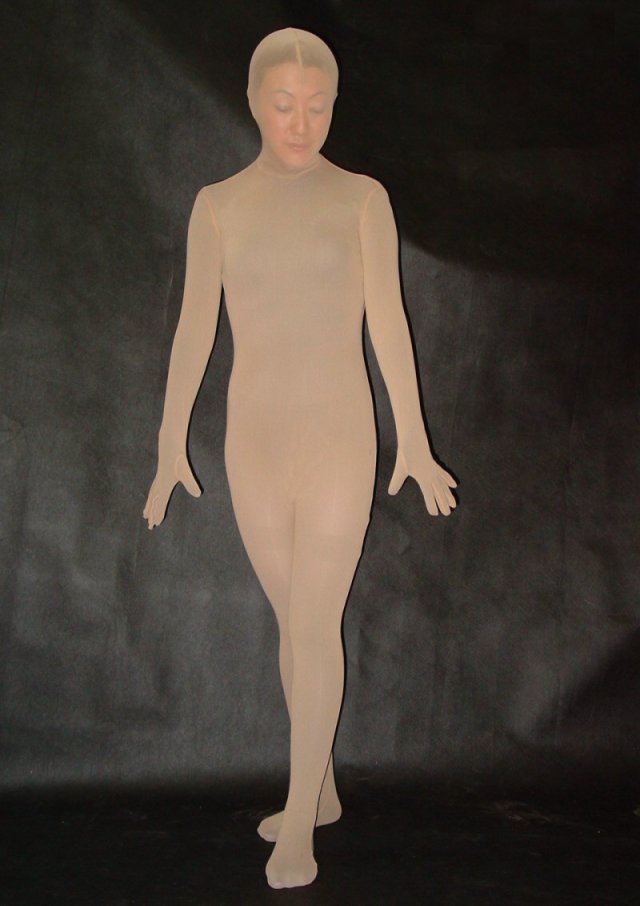 Sexy Nude Silk Lycra Full Body Suit