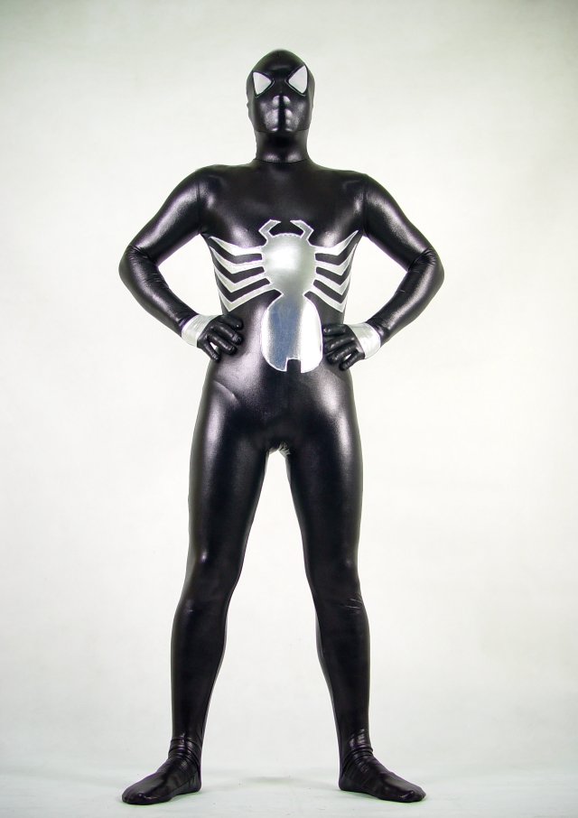Shiny Spandex Black Spiderman Zentai Suit