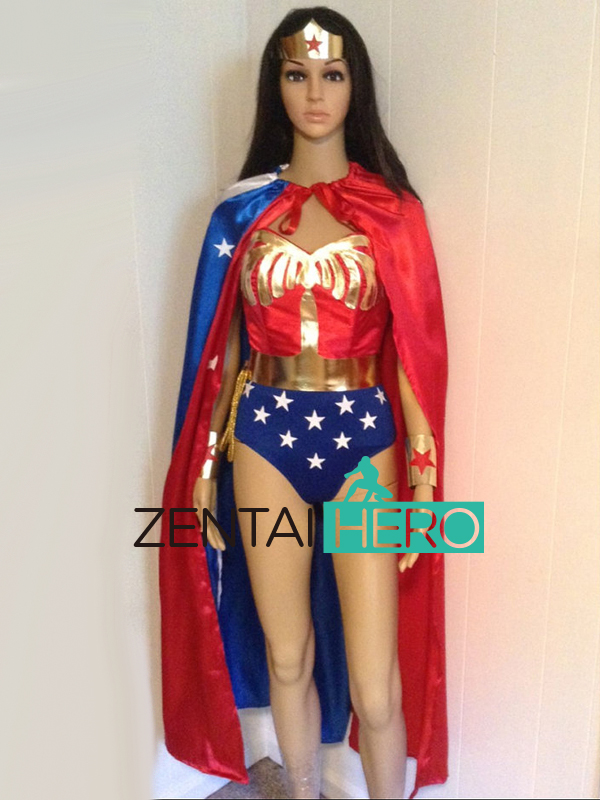 Sexy Bodysuit Wonder Woman Halloween Costume With Cape