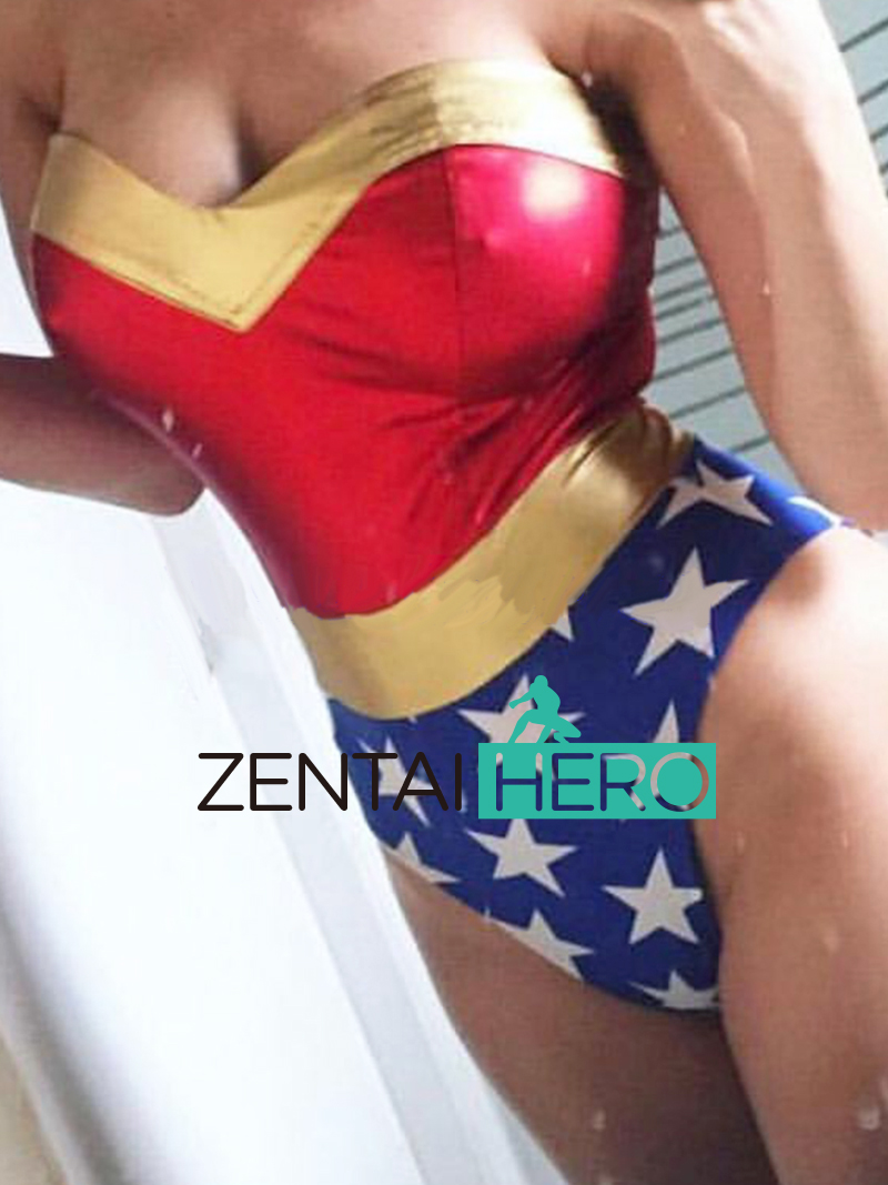 Sexy Shiny Wonder Woman Cosplay Catsuit For Halloween
