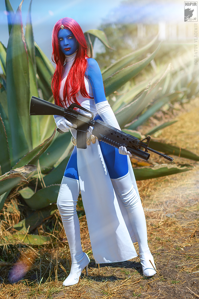 White And Blue Mystique Cosplay Spandex X-Men Costume