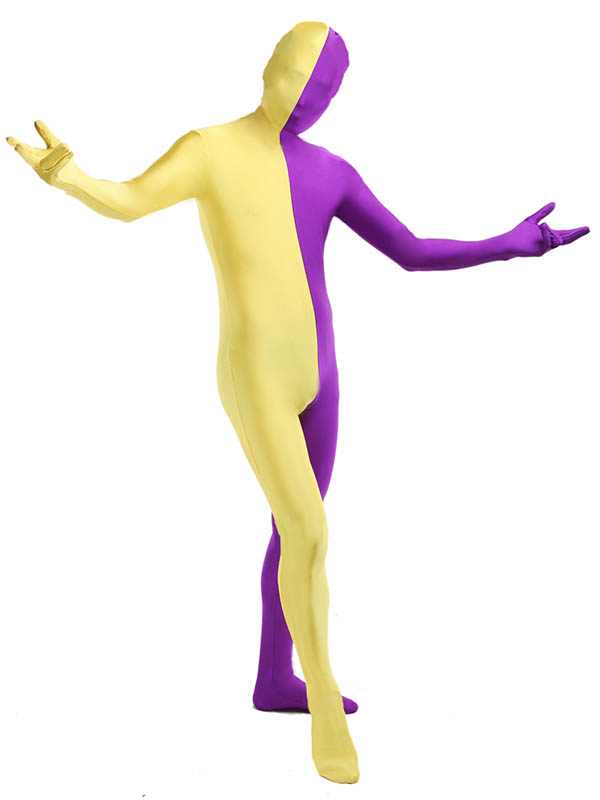 Yellow And Purple Split Zentai Spandex Bodysuit