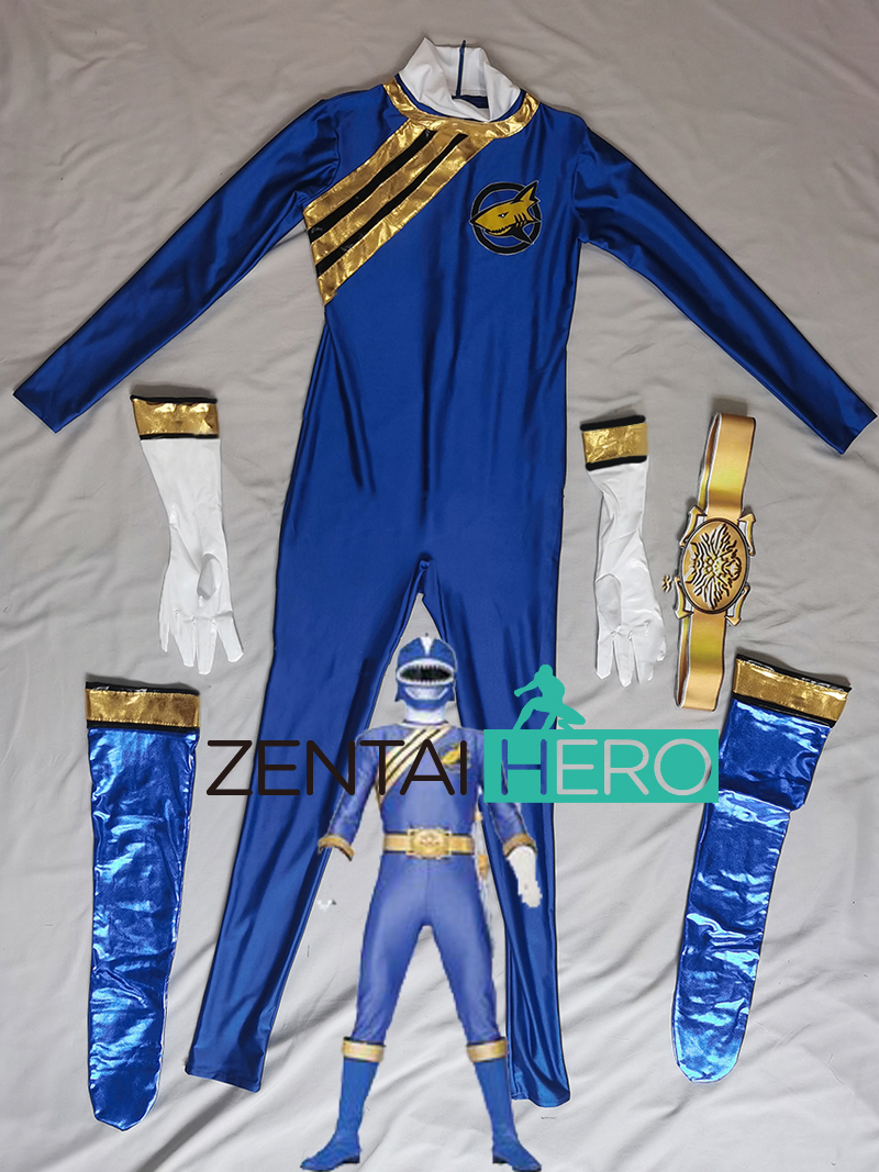 Blue Spandex Hyakujuu Sentai Gaoranger Cosplay Costume No Helmet