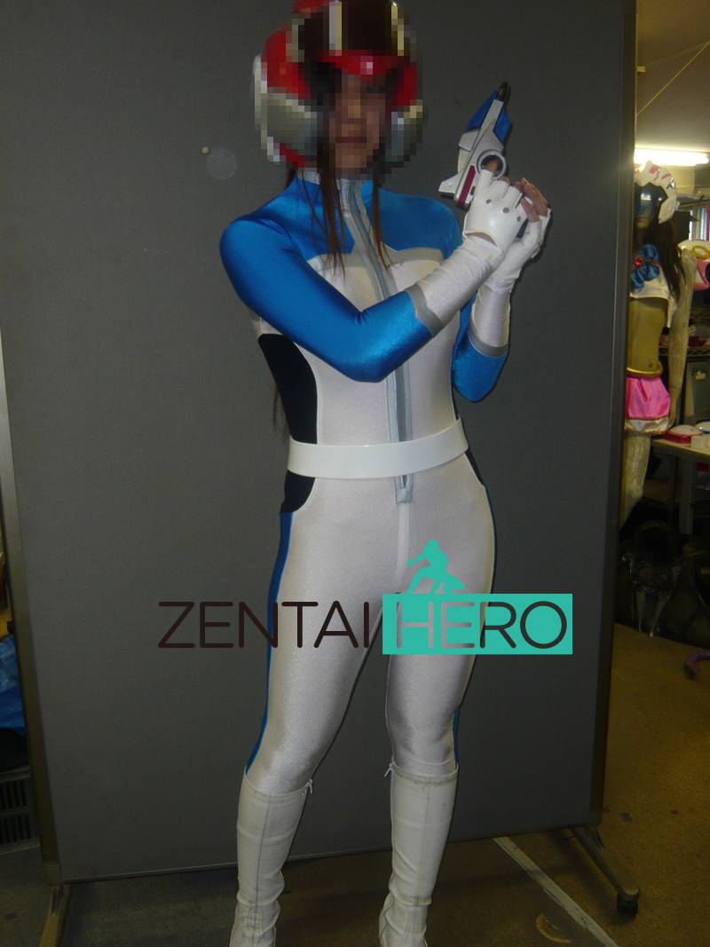 Sexy Lycra Heroine Blue Girl Hero Cosplay Costume Bodysuit